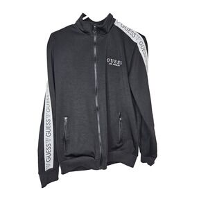 Guess Los Angeles Logo Tape Track Jacket Black Zip Up Sweatshirt‎ XS